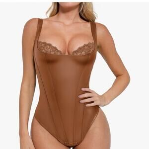Popilush Faux Leather Corset Bodysuit for Women 3XL NWT